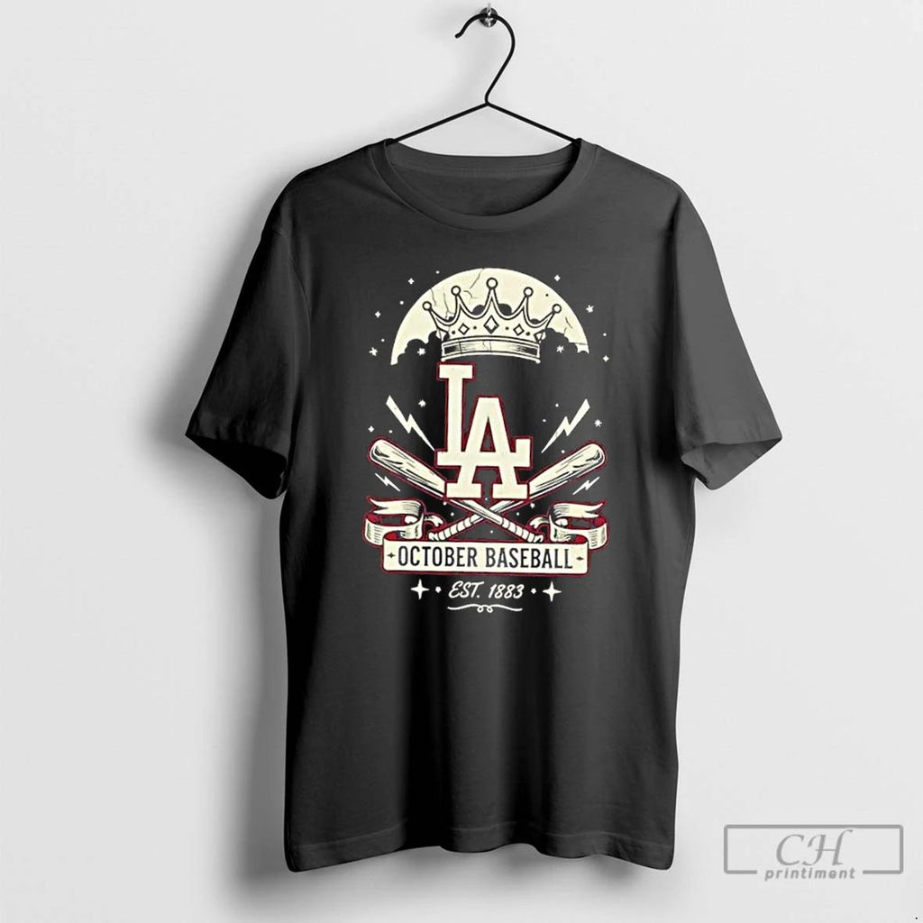 Los Angeles Dodgers October Baseball Est 1883 T Shirts