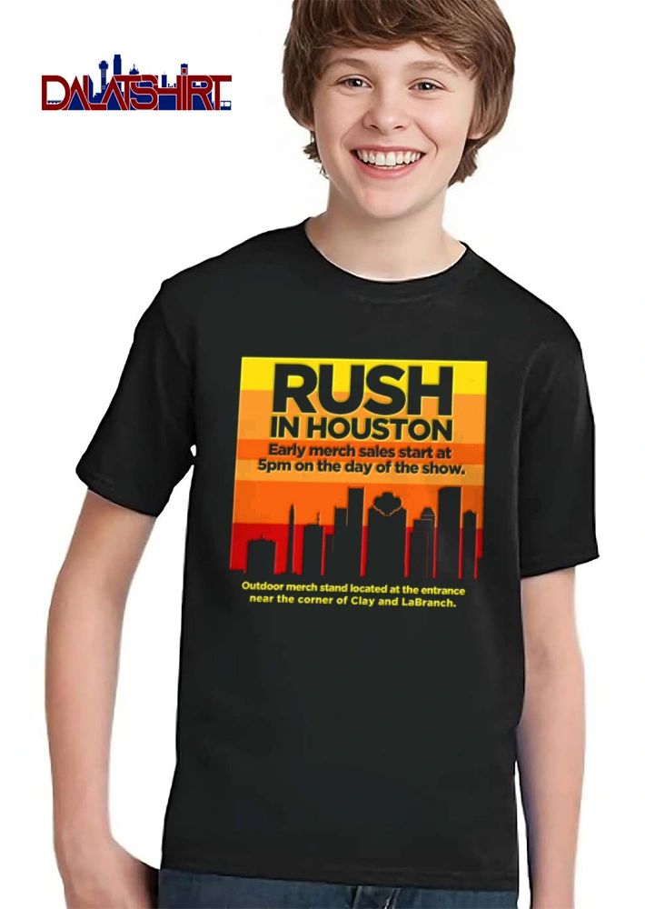 Rush 5 houston city skyline sunset shirt