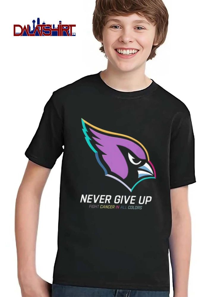 Arizona Cardinals Never Give UP Fight Cancer IN ALL Colors colorful cardinal bird head logo shirt