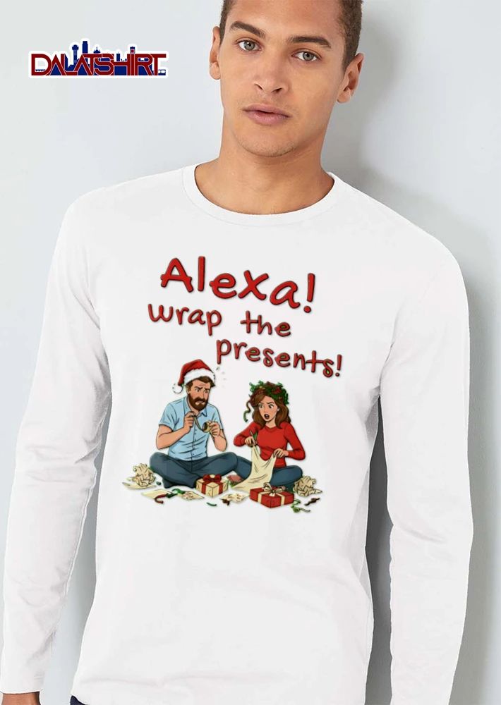 Christmas Alexa Wrap The Presents man woman wrapping Christmas presents shirt