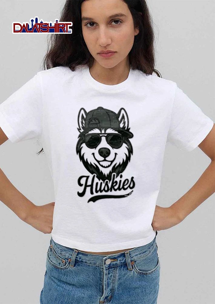 Huskies husky dog wearing sunglasses cap shirt