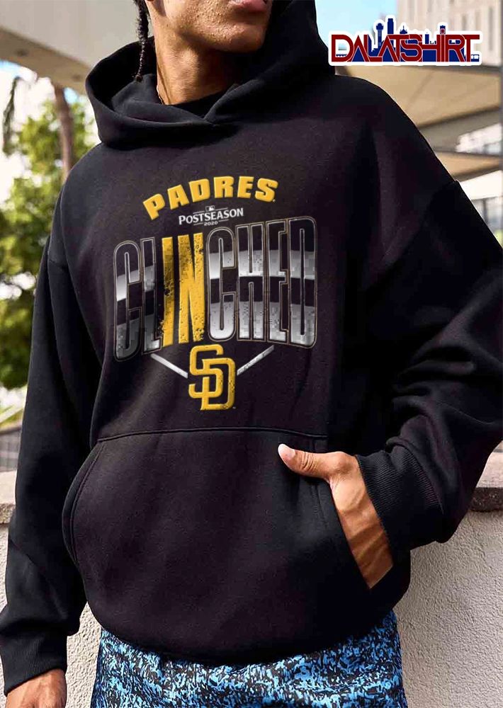 San Diego Padres Clinched 2020 bold text team logo graphic shirt