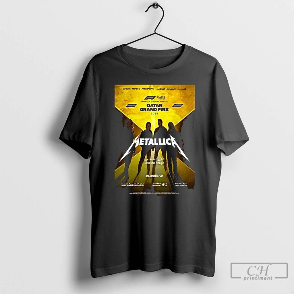 Classic Metallica Live On Stage Formula 1 Qatar Grand Prix 2025 Long Sleve T Shirts