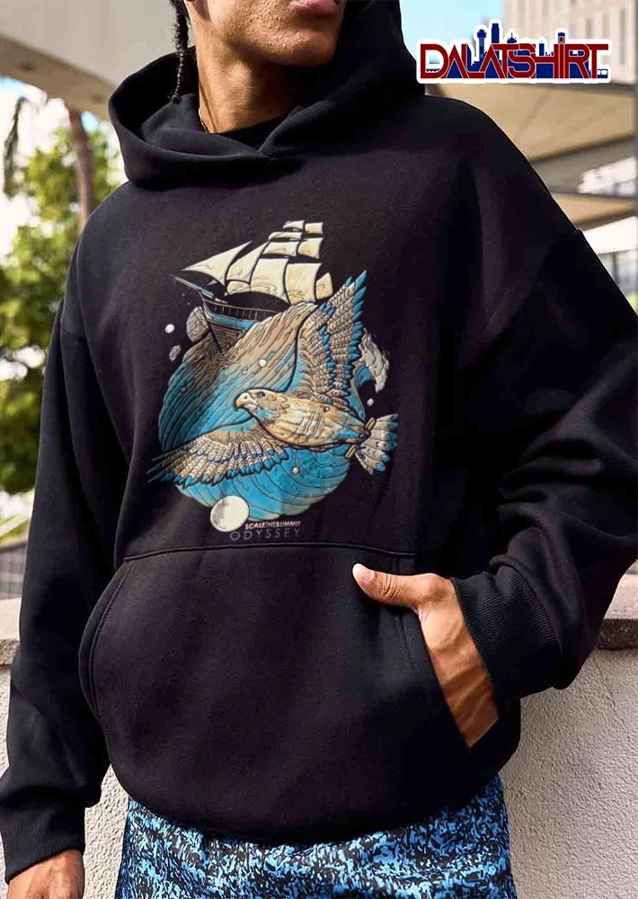 Scale The Summit eagle flying over sailing ship shirt