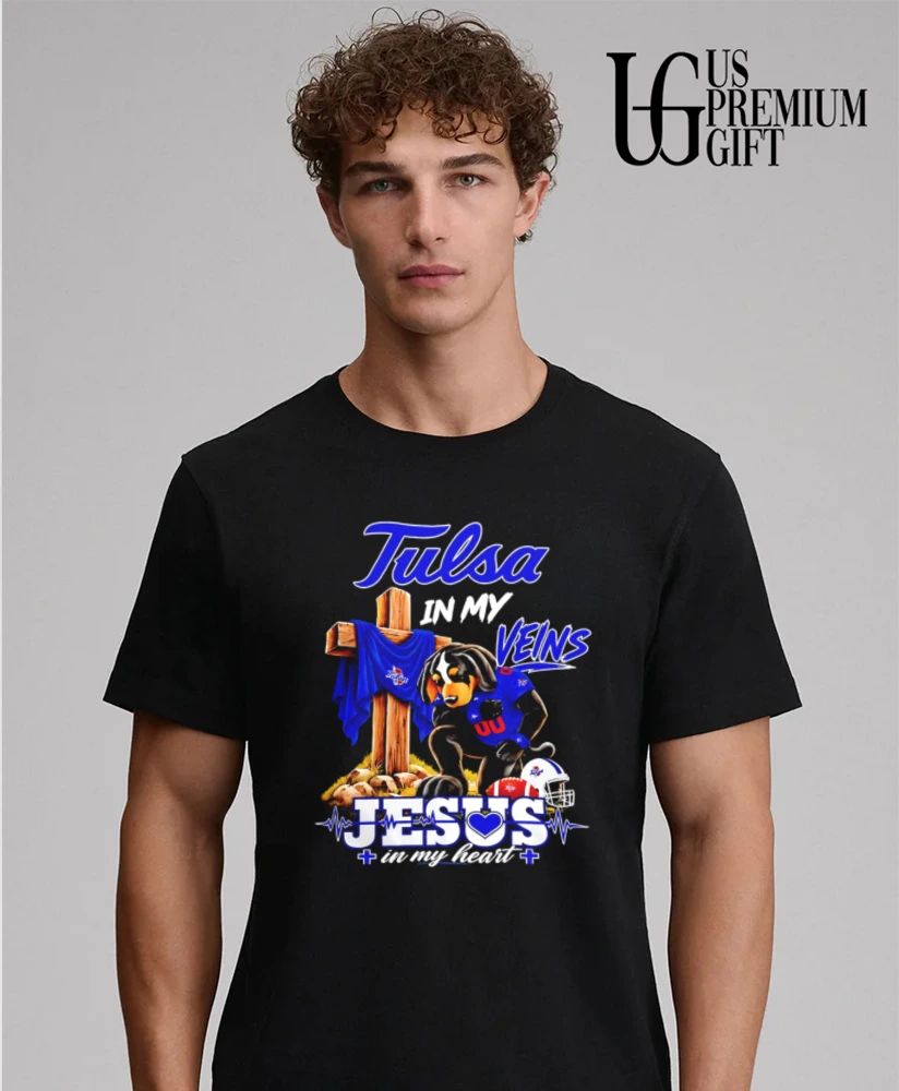Tulsa Golden Hurricane Dog In My Veins Jesus In My Heart Faith Football mascot shirt