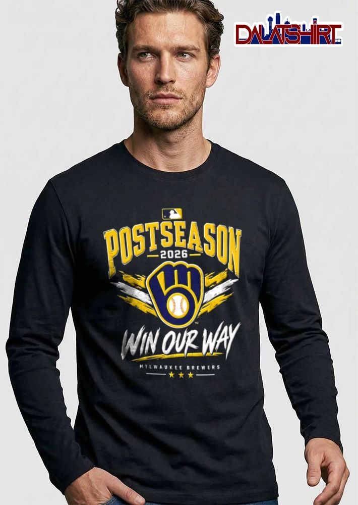 Milwaukee Brewers Win Our Way 2026 baseball glove logo stars graphic shirt