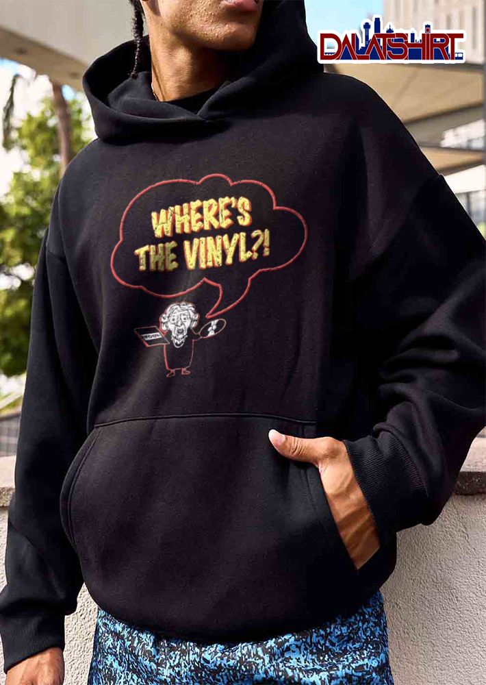 Tool Wheres The Vinyl Distressed Cartoon Lady Holding Record Speech Bubble shirt