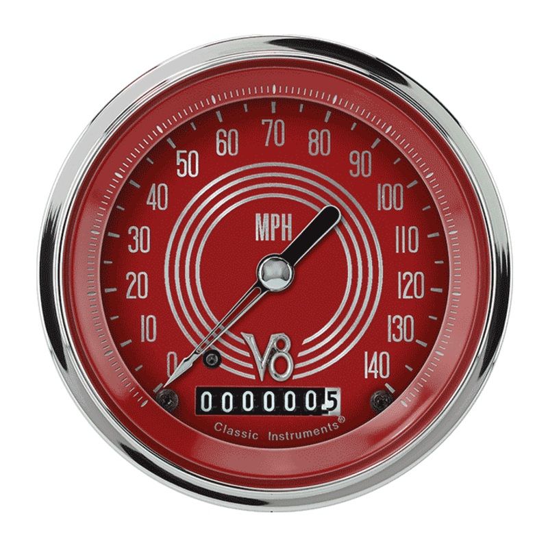 Classic Instruments V8 RED STEELIE 3IN SPEEDO 140mph