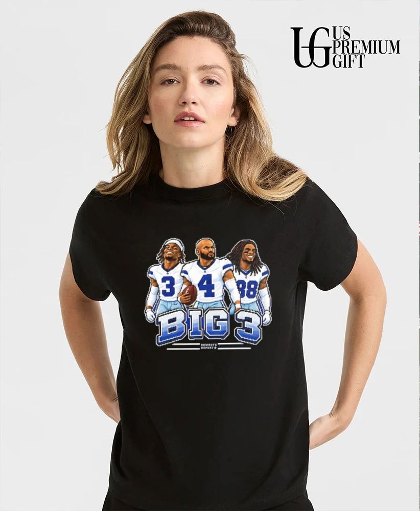 Big 3 Dak Prescott CeeDee Lamb and Micah Parsons Dallas Cowboys 8 bit shirt