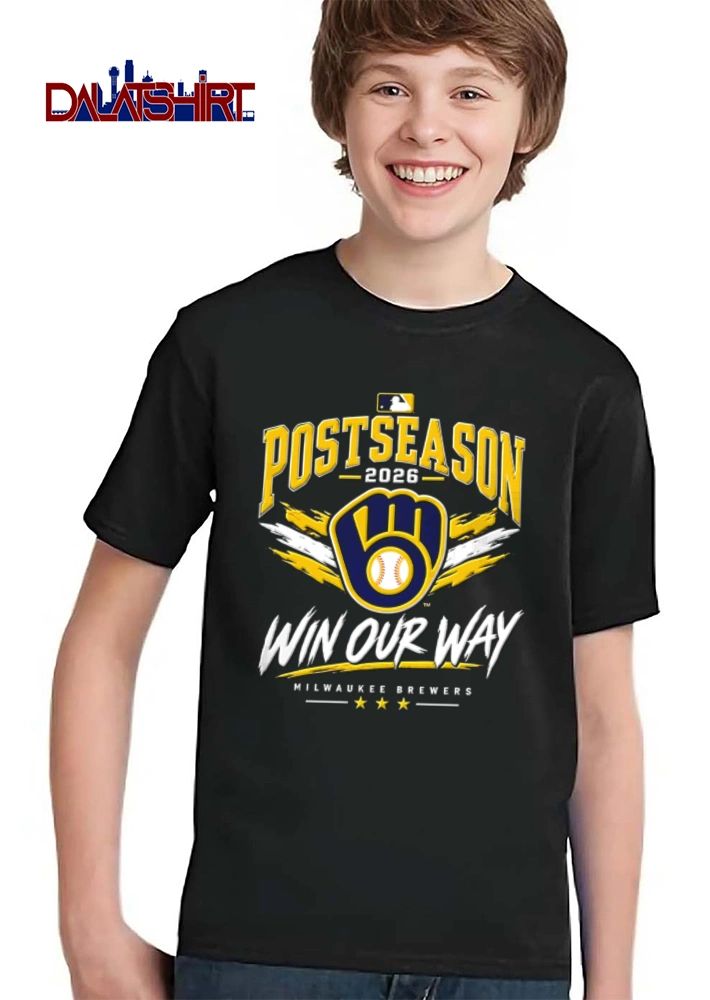 Milwaukee Brewers Win Our Way 2026 baseball glove logo stars graphic shirt