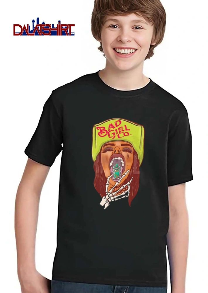 Bad Girl Co woman wearing beanie skeleton hand turquoise gemstone shirt