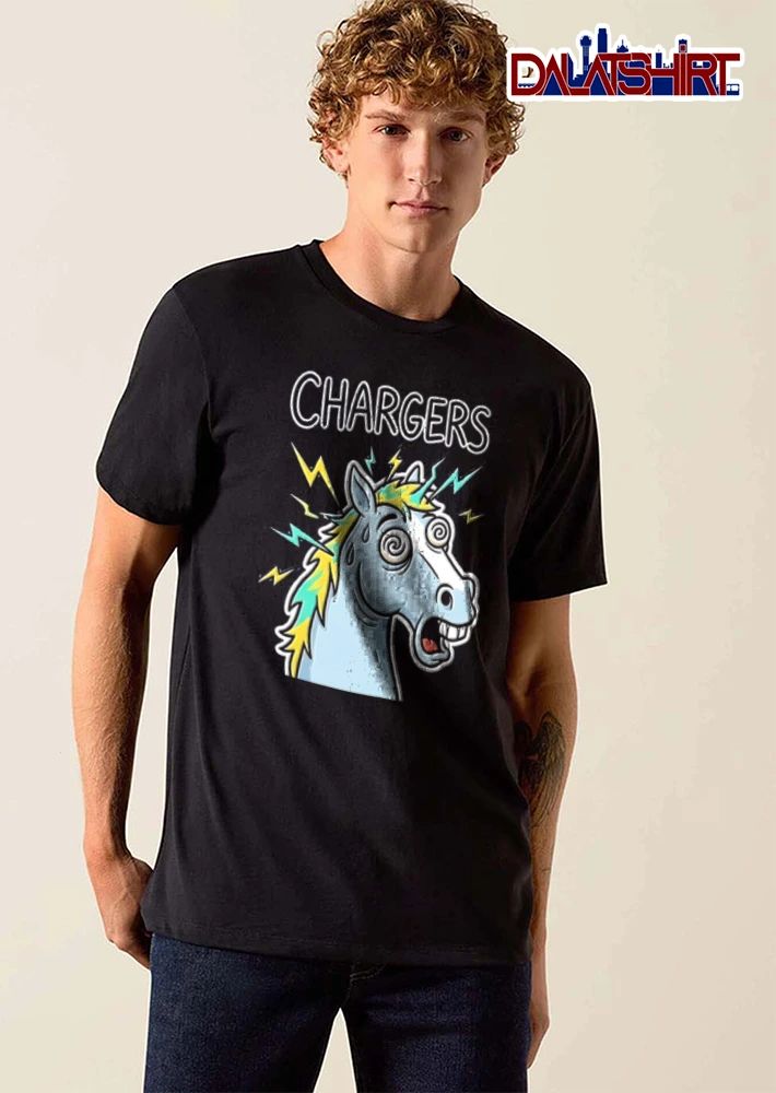 Los Angeles Chargers dazed horse lightning bolts cartoon meme shirt
