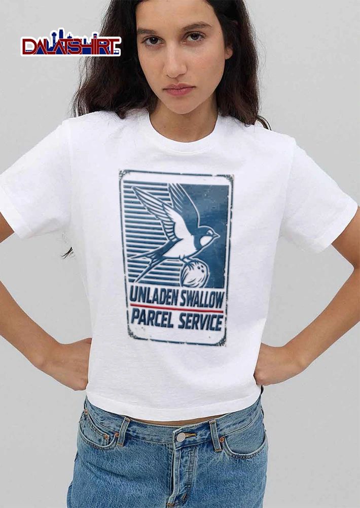 Unladen Swallow Parcel Service bird carrying bowling ball shirt