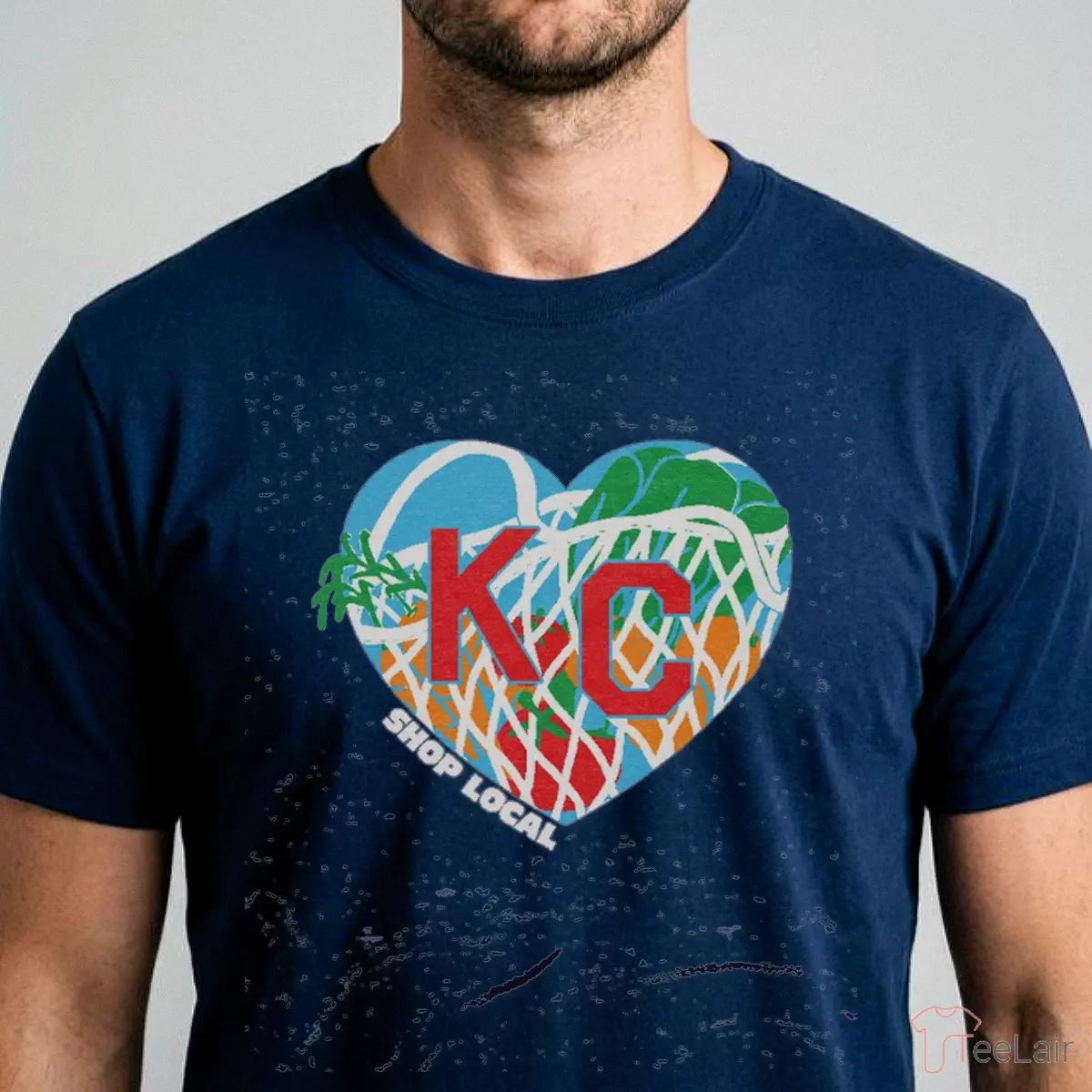Farmers Market KC Heart Heather Navy T-Shirt