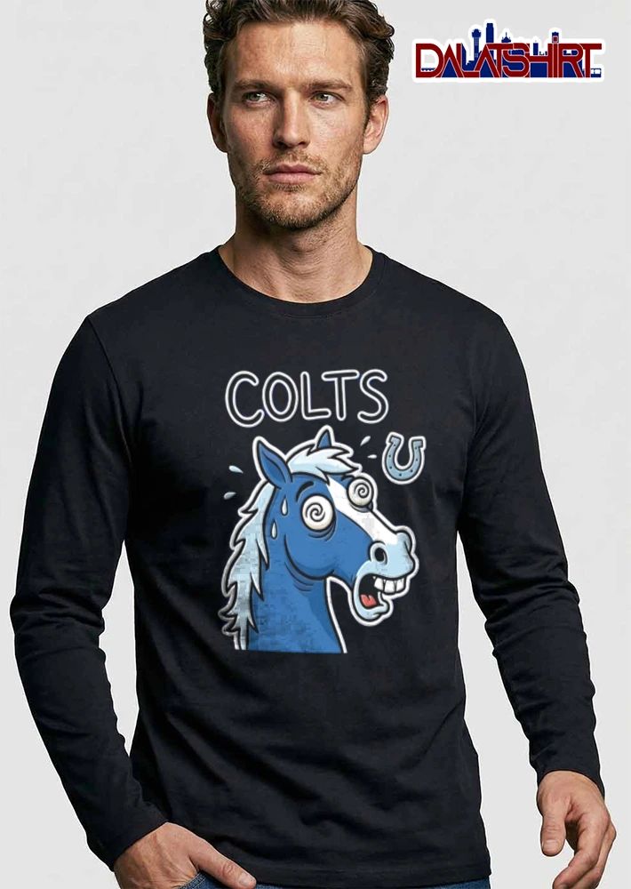 Indianapolis Colts blue horse sweating dizzy eyes meme shirt