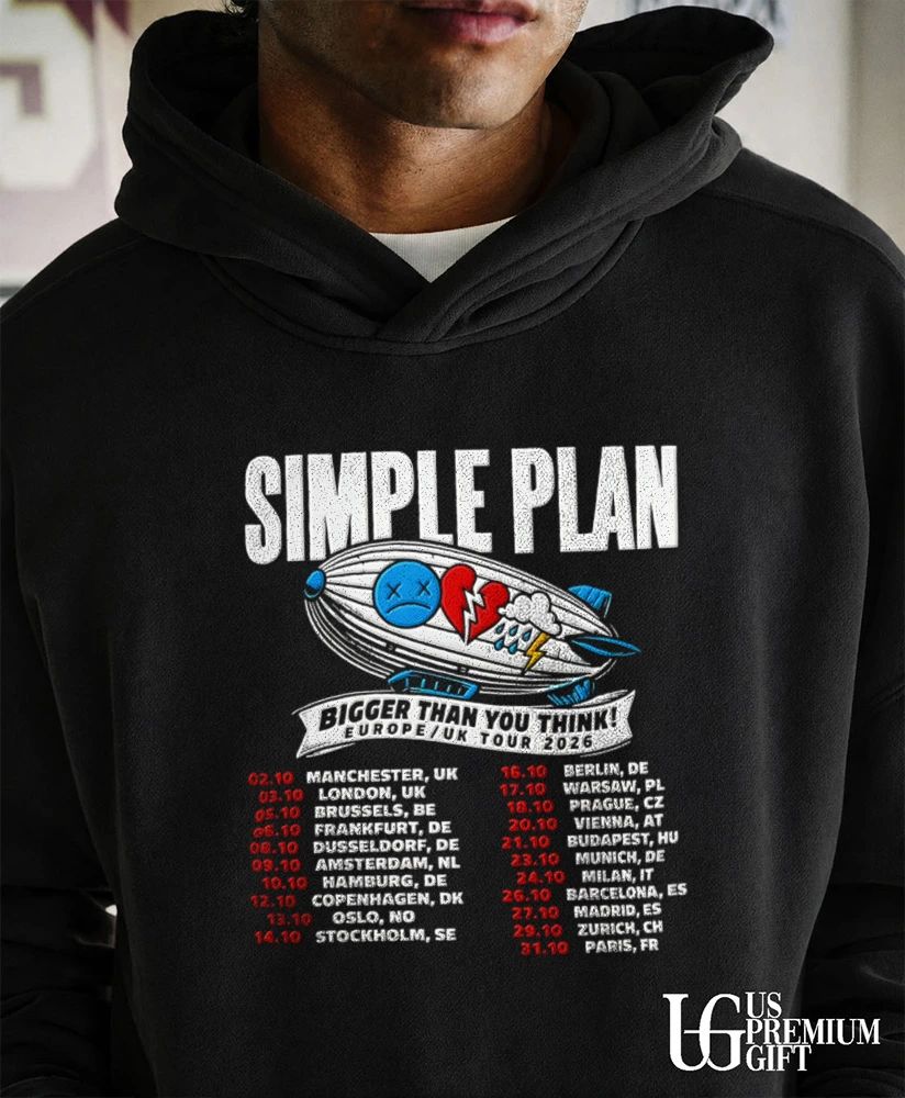 Simple Plan Bigger Than You Think Europe Uk Tour 2026 shirt