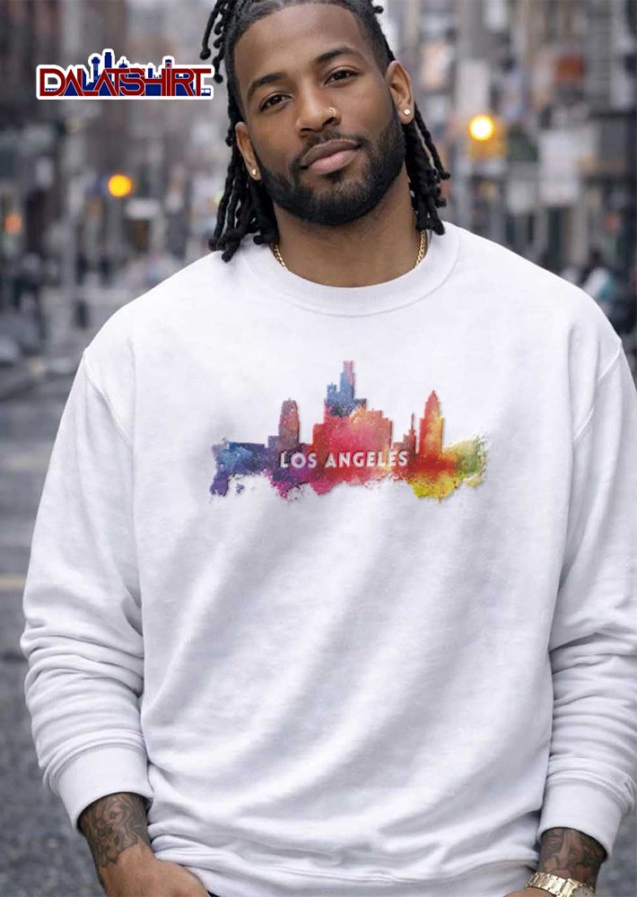 Watercolor Cityscape Los Angeles California T-Shirt