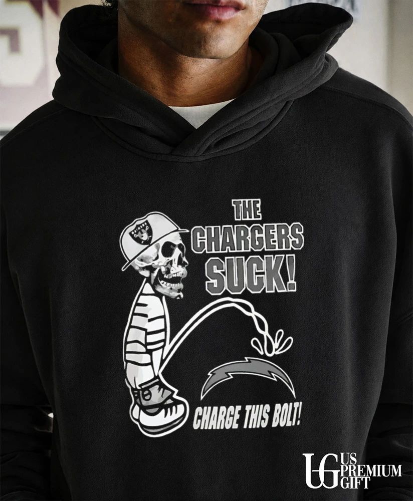 Skeleton Raiders This Chargers Suck peeing on Charge This Bolt shirt