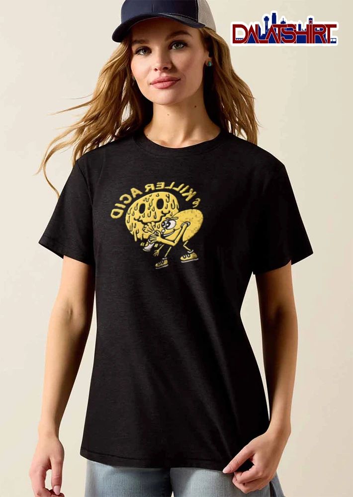Killer Acid yellow melting smiley spray painting shirt