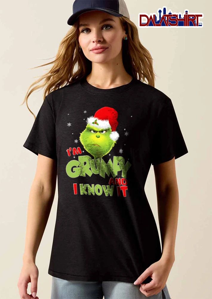 Im Grumpy And I Know It green furry creature Santa hat shirt