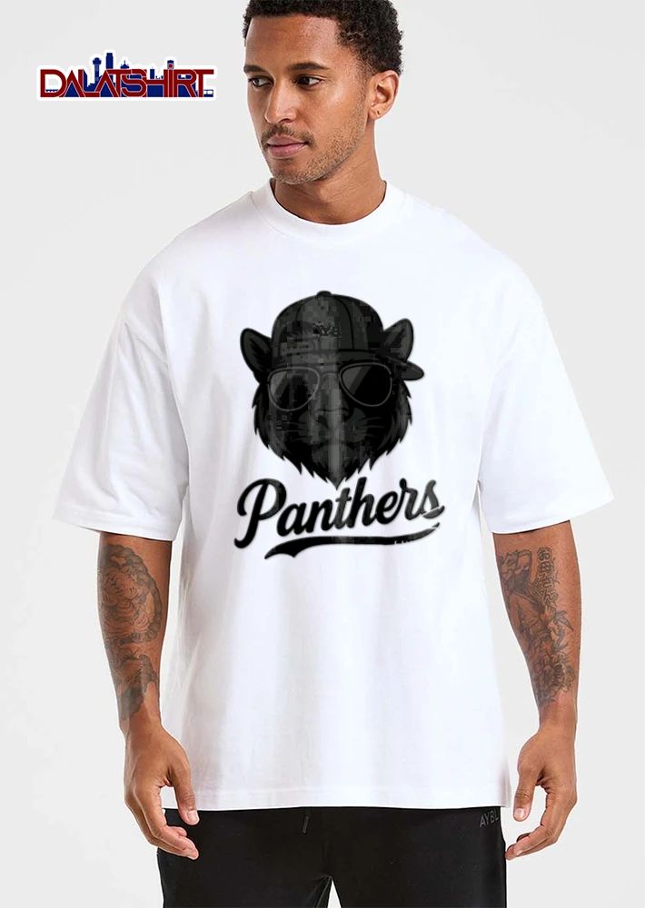 Panthers panther wearing sunglasses baseball cap shirt