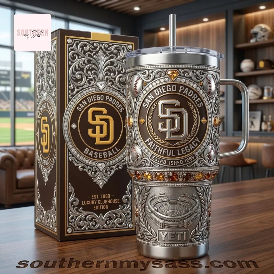 San Diego Padres Faithful Legacy Luxury 40 oz YETI Tumbler