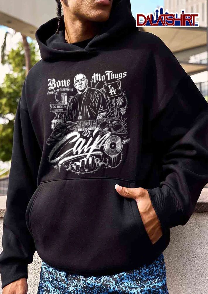 Bone Thugs N Harmony 101 bald man djing turntables city skyline shirt