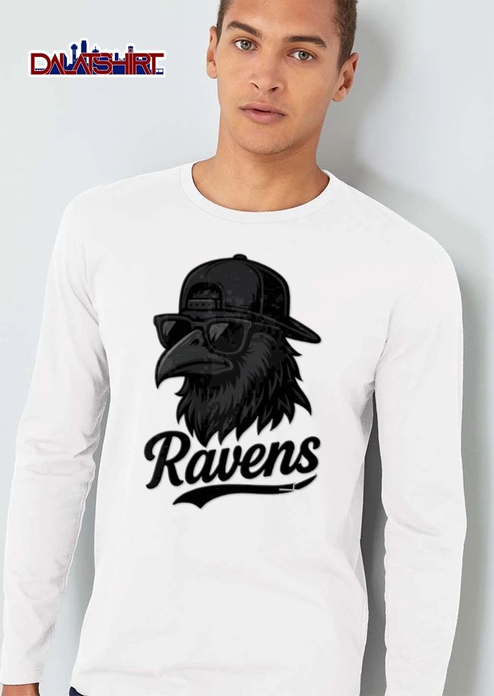 Baltimore Ravens raven wearing sunglasses baseball cap shirt