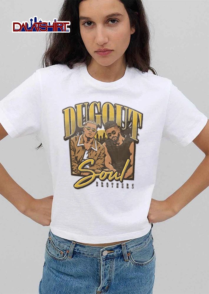Dugout Soul Brothers two men wearing sunglasses city skyline shirt