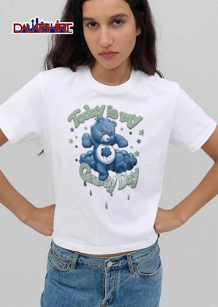 Cartoon Care Bears Today Is My Grumpy Day blue furry Bear storm cloud shirt