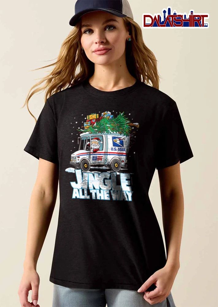 Jingle All The Way Santa Claus driving mail truck Christmas gifts shirt