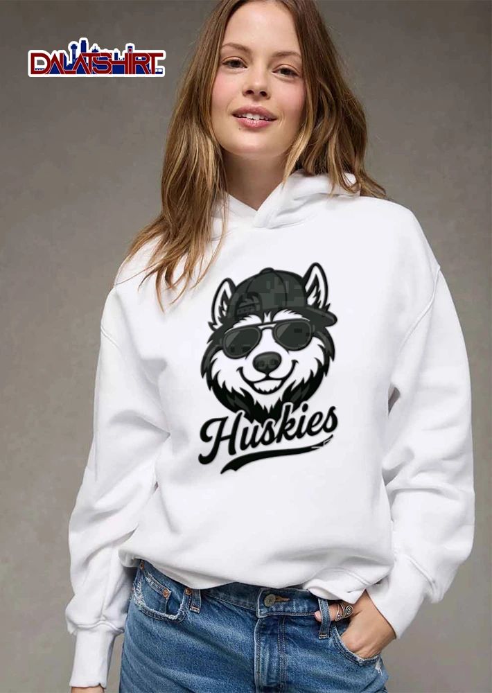 Huskies husky dog wearing sunglasses cap shirt
