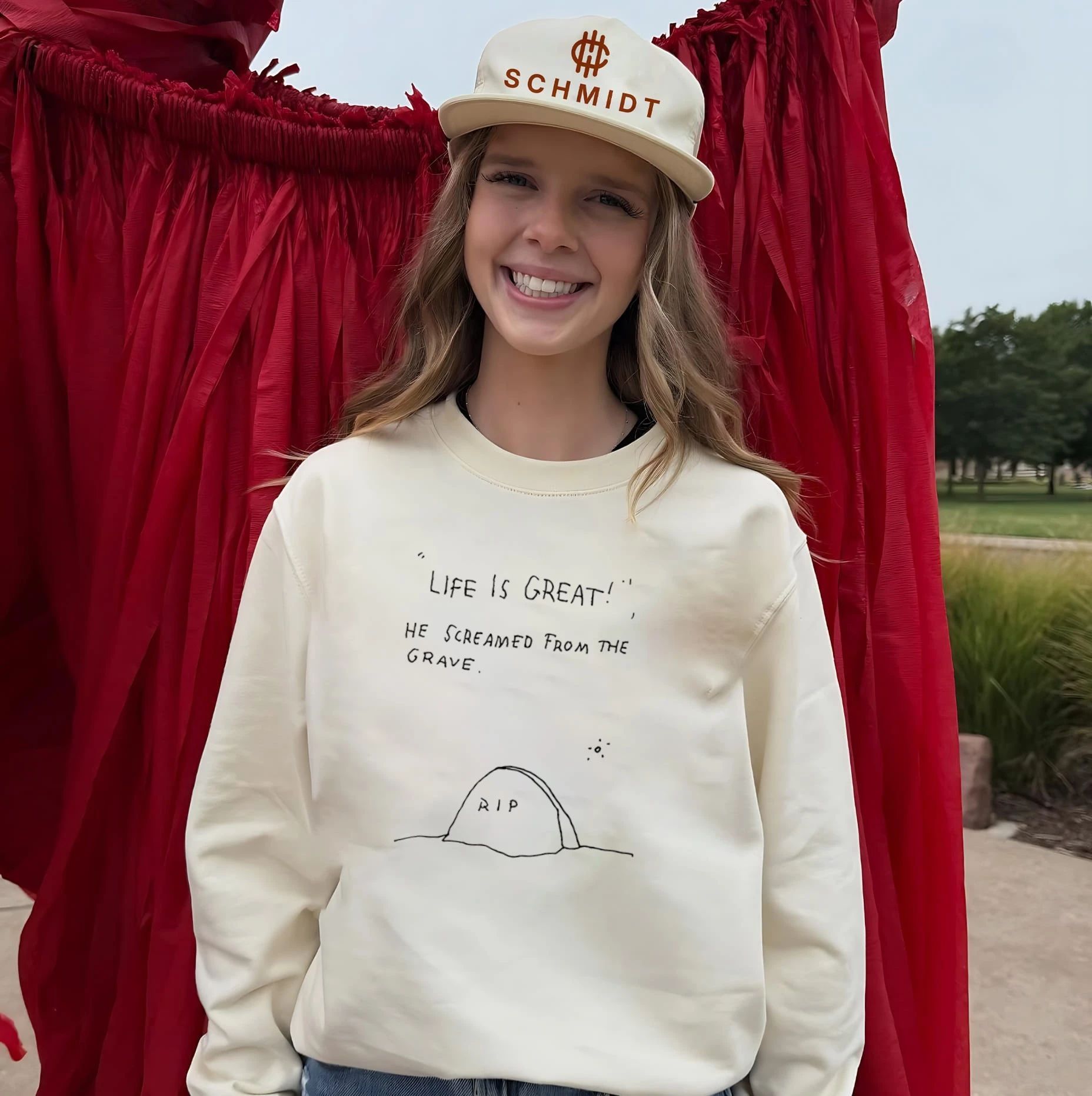 Life Is Great He Screamed from the Grave paint shirt