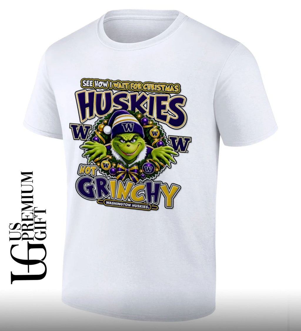 Grinch Washington Huskies Christmas See How I Wait For Christmas Not Grinchy shirt