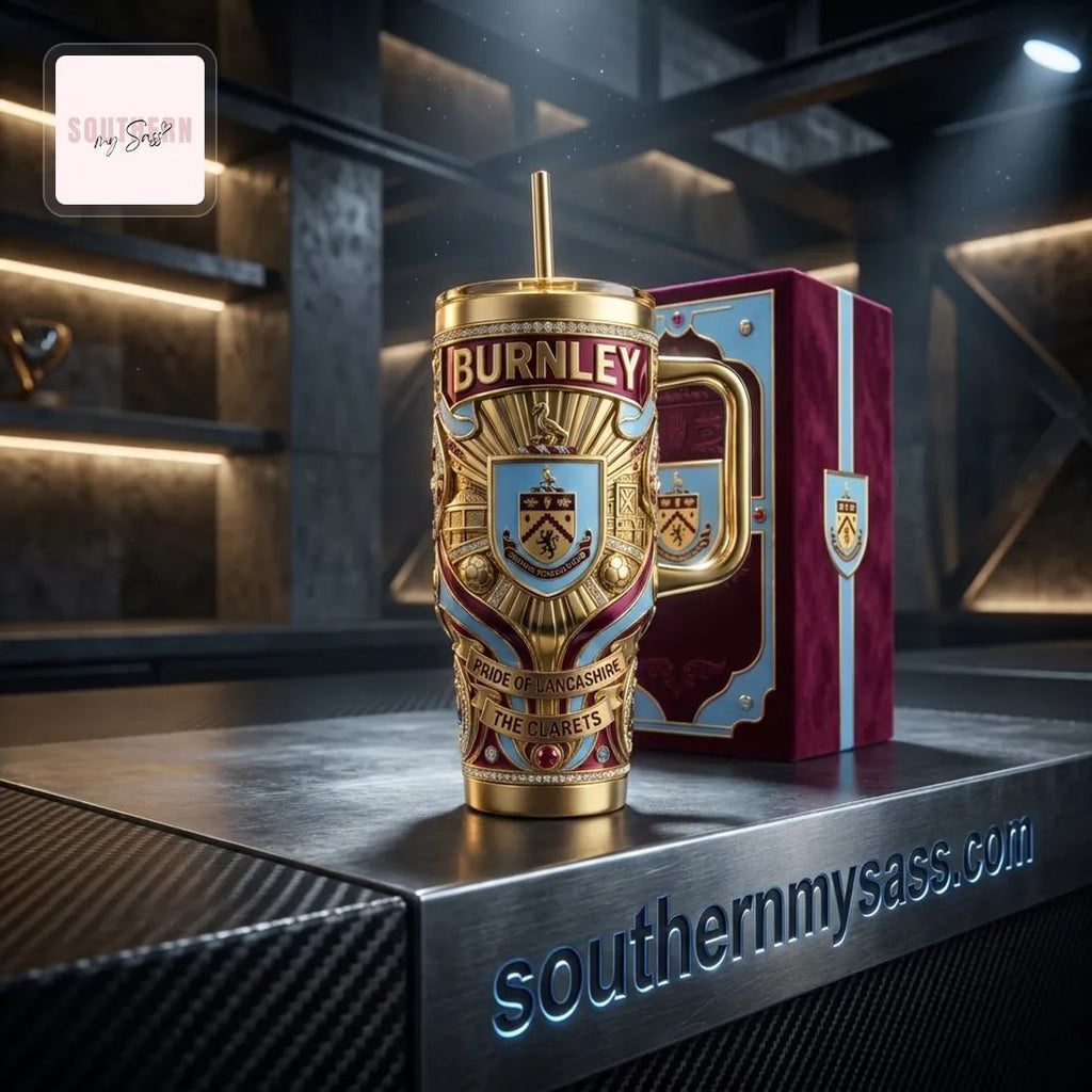 Burnley FC Royal Claret Heritage Gold Edition Luxury Insulated 40oz Tumbler With Handle