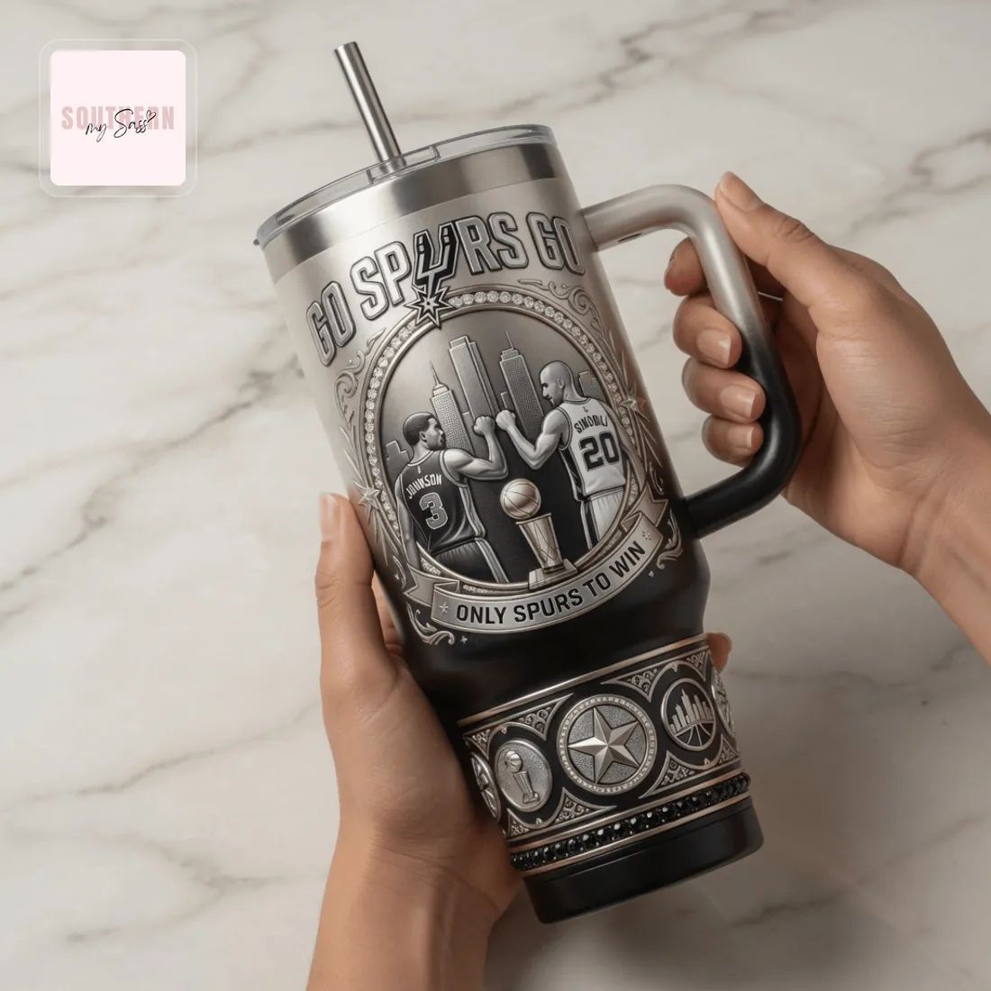 Premium San Antonio Spurs Sixth Man Commemorative 40oz Insulated Tumbler With Handle