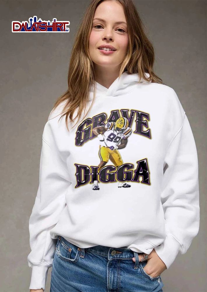 LSU Grave Digga 99 football player celebrating in uniform shirt