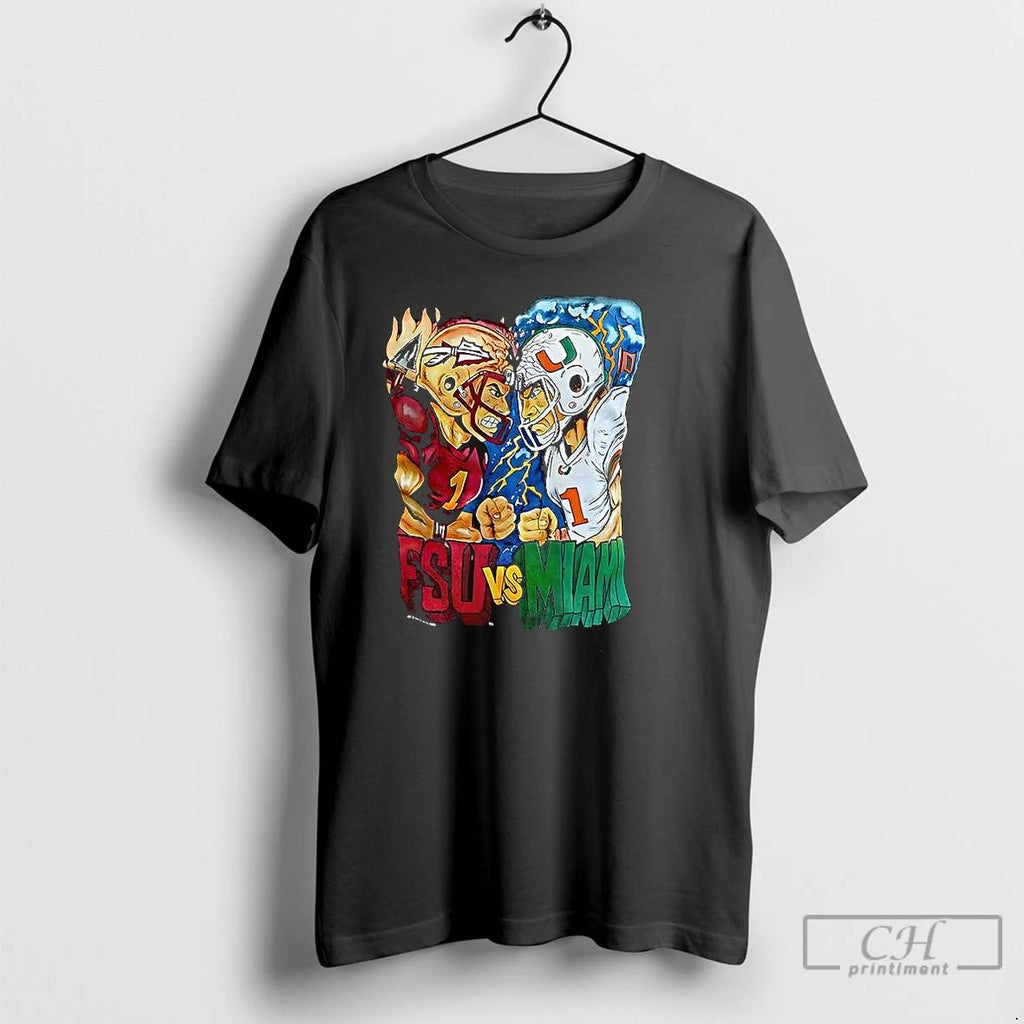 Classic Miami Vs Fsu Game Cartoon 2025 T Shirts Hoodie Longsleeve