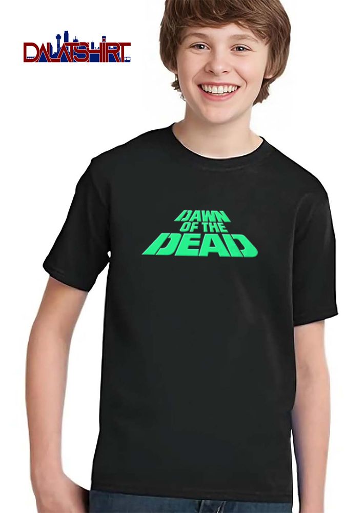 Dawn Of The Dead Bright Neon Green Perspective Movie Title Text Logo shirt