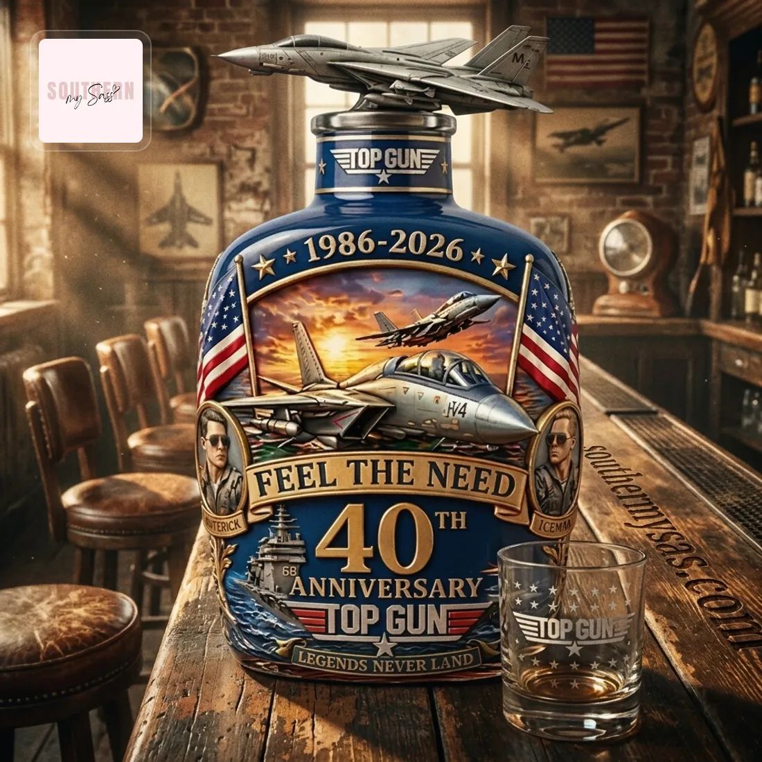 Gun 40th Anniversary F-14 Jet Commemorative Whiskey Bottle