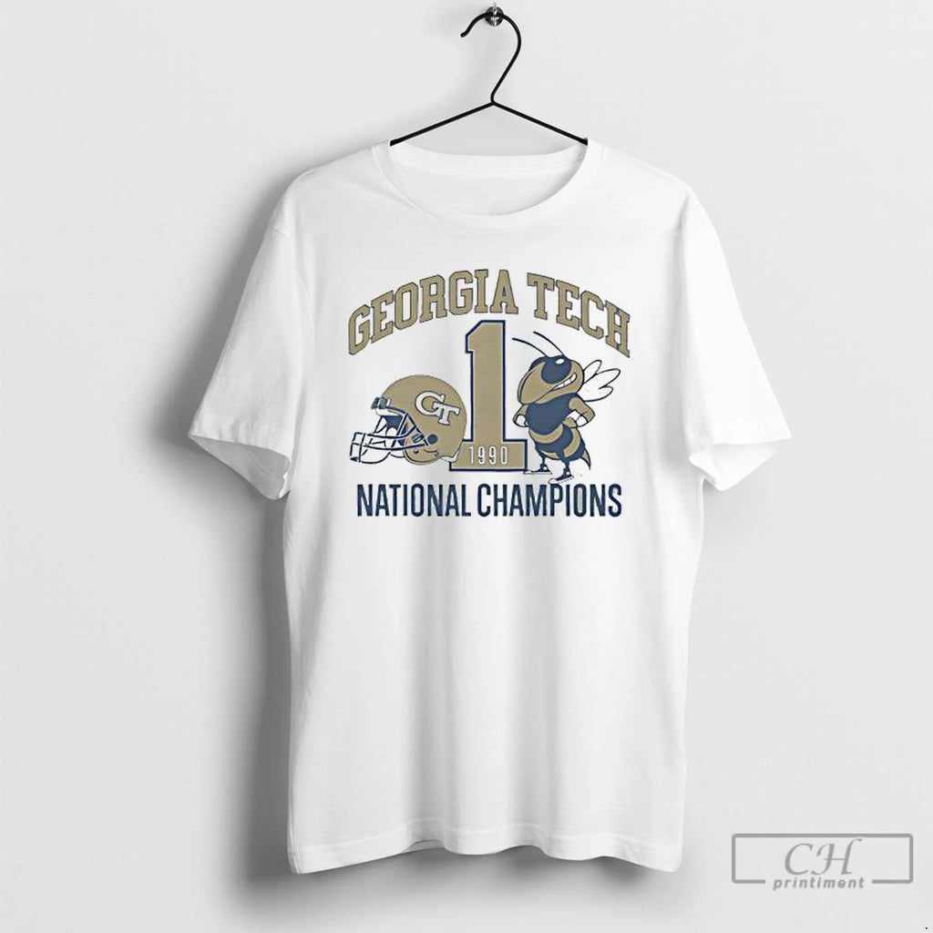 Classic Georgia Tech Football 1990 National Champions Helmet Mascot Logo T Shirts Hoodie Longsleeve