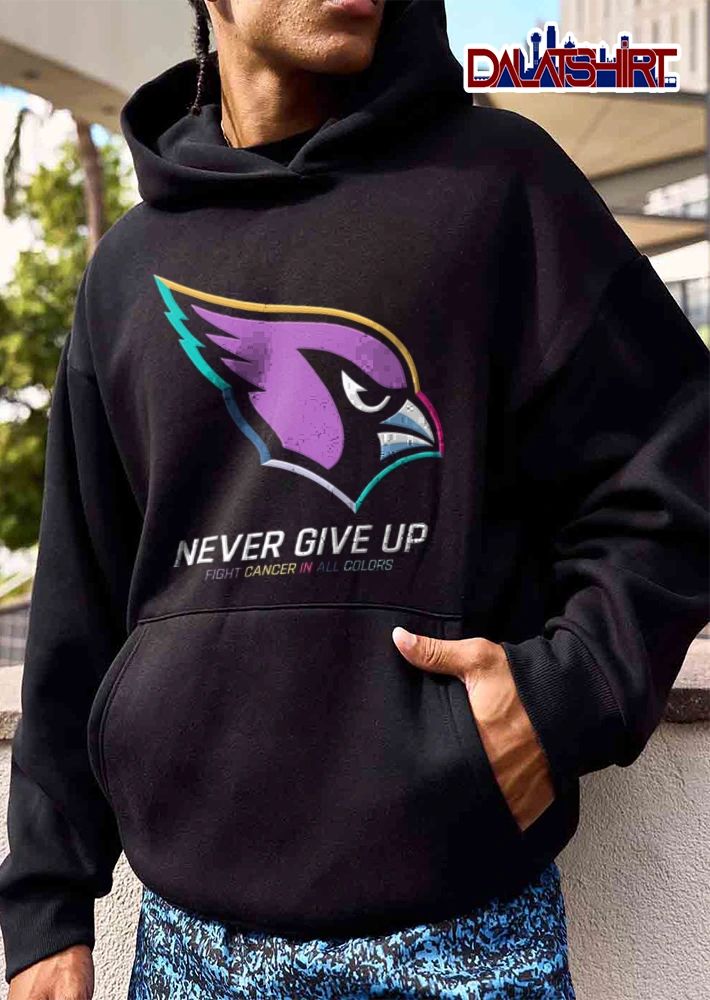 Arizona Cardinals Never Give UP Fight Cancer IN ALL Colors colorful cardinal bird head logo shirt