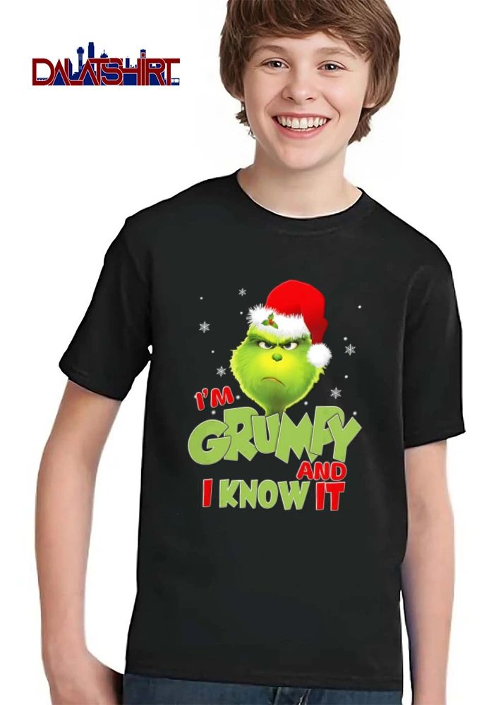 Im Grumpy And I Know It green furry creature Santa hat shirt