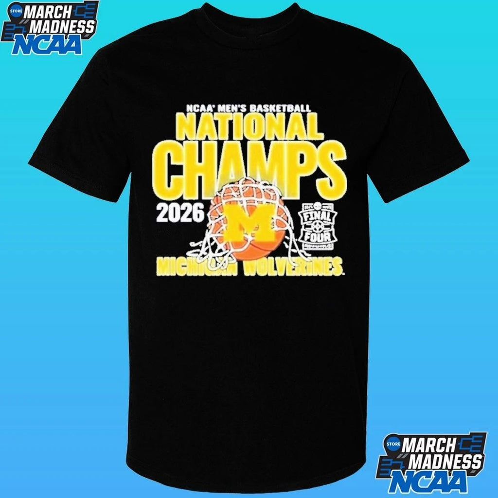Michigan Wolverines Navy Blue 2026 Men’s Basketball National Champions Logo Shirt