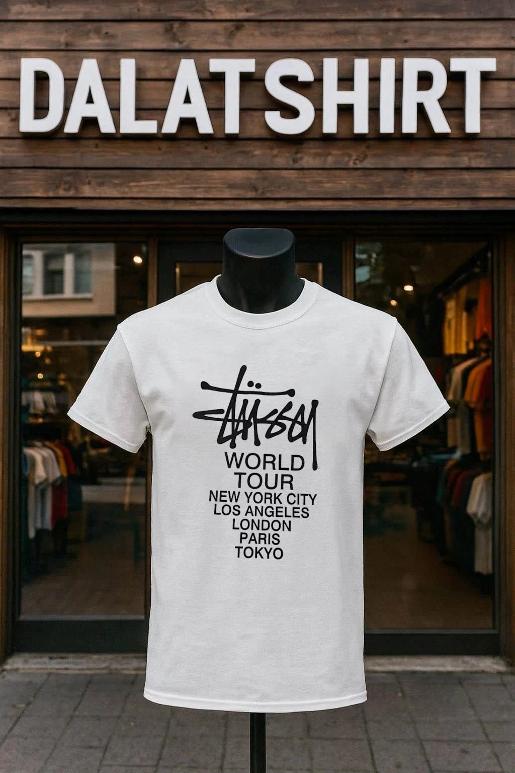 Stussy World Tour New York City Los Angeles London Paris Tokyo shirt