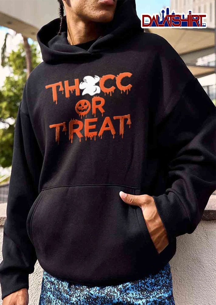 Thocc Or Treat ghost jack O lantern dripping font shirt