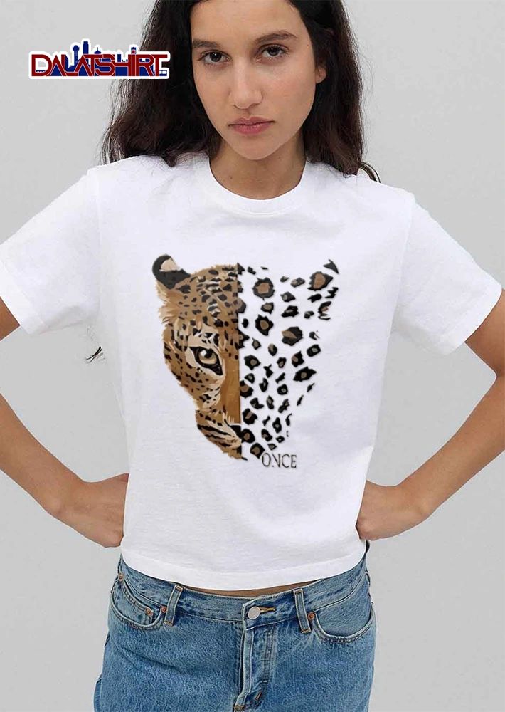Once leopard face half animal half pattern shirt