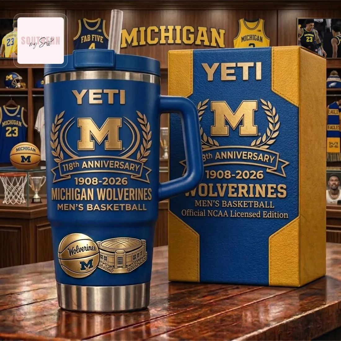 YETI Michigan Wolverines 118th Anniversary Men’s Basketball Handled Tumbler