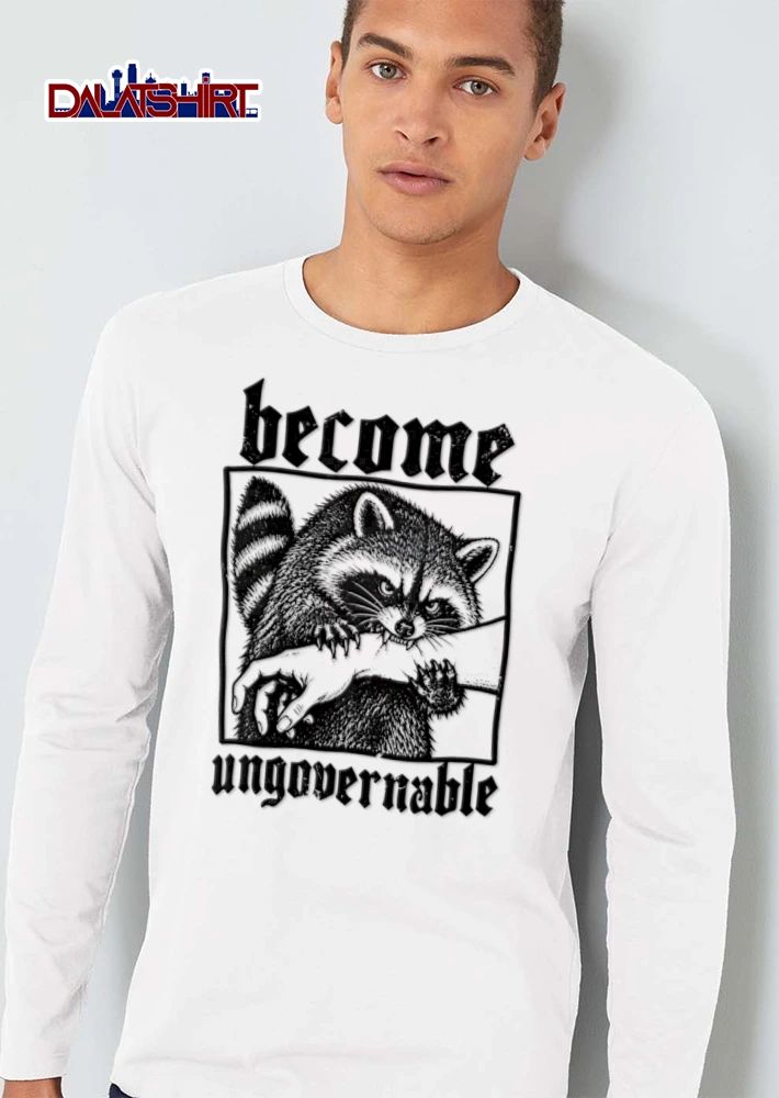 Become Ungovernable raccoon biting human arm illustration shirt