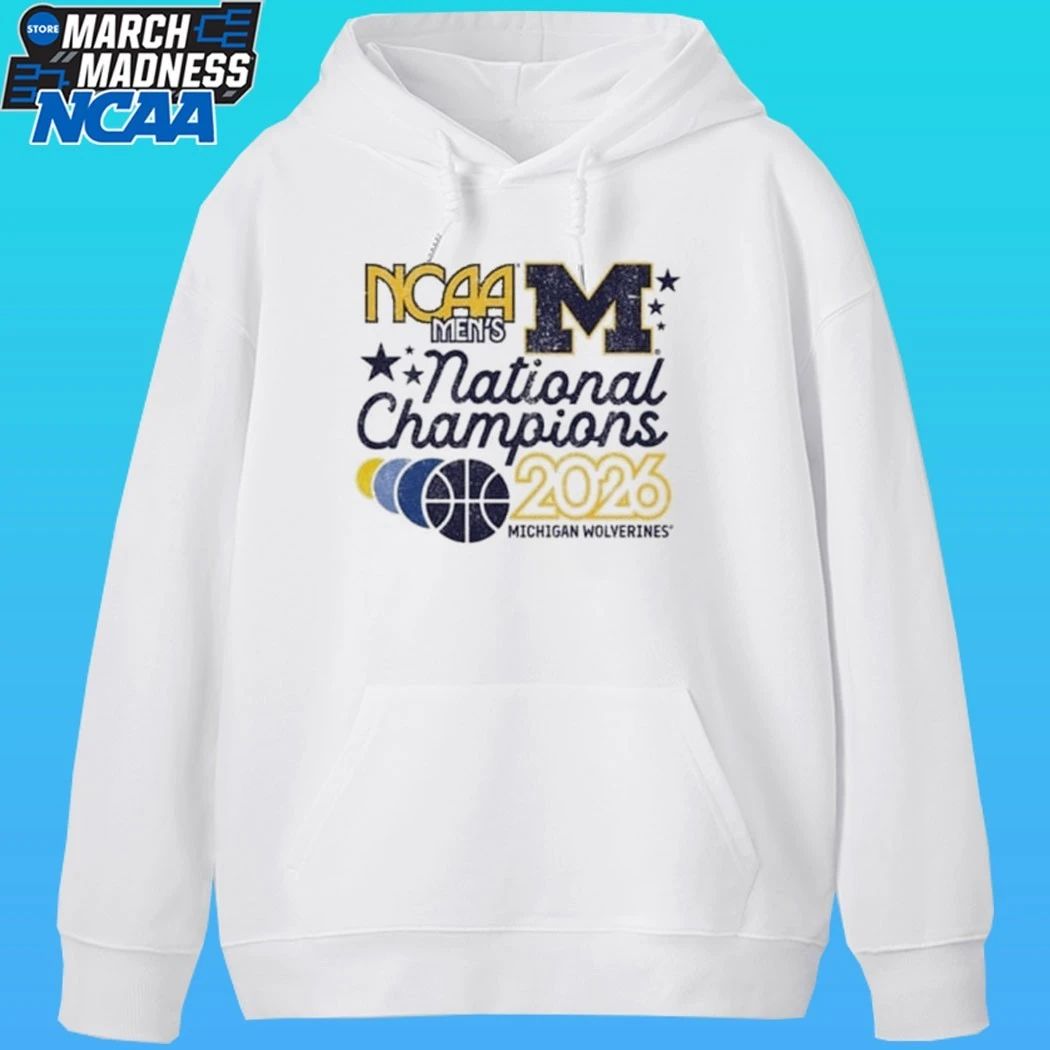Michigan Wolverines Mens Ivory 2026 Men’s Basketball National Champions Banners Shirt